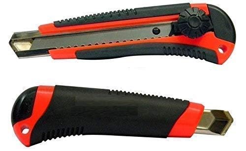 Heavy Duty 18 mm Cutter Knife Set 18mm Steel Snap-Off Knife Auto-Lock Cutter Knife With Non-Slip Elastomer Grip, 18mm Auto-Lock Steel Snap Off Cutter Knife with Non-Slip Elostomer Grip Pack of 1