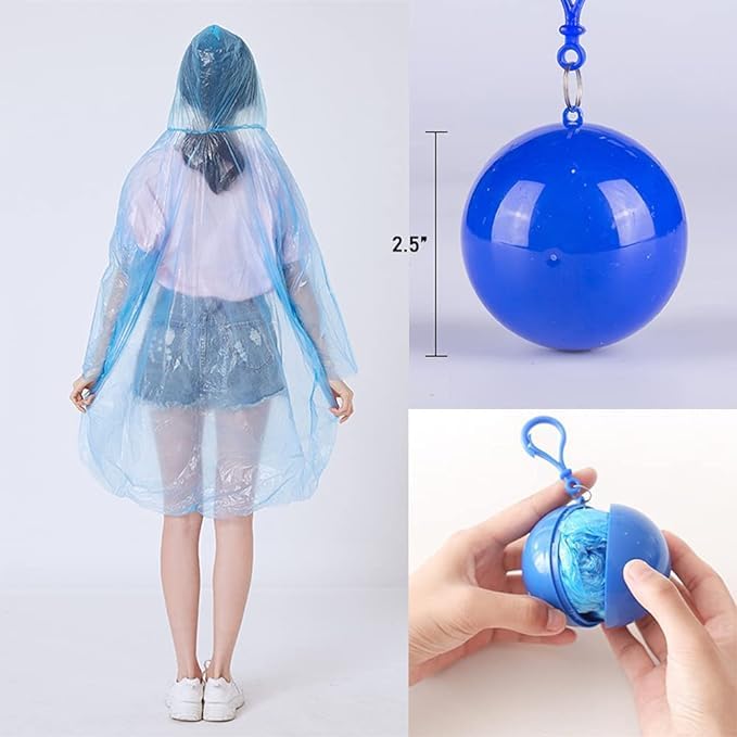 Raincoats Disposable Raincoat Ball Easy Carry Keyring Emergency Poncho Rainwear for Hiking Camping Travel Outdoor pack of 1