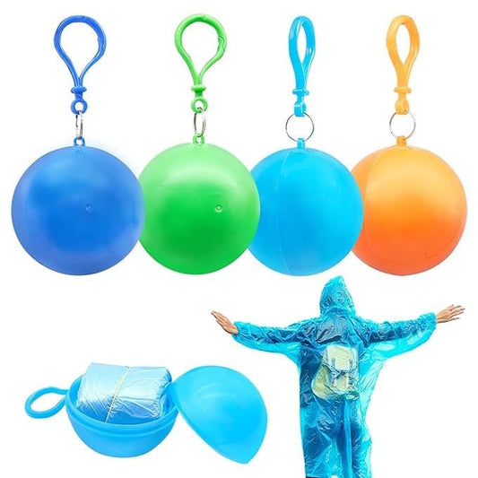 Raincoats Disposable Raincoat Ball Easy Carry Keyring Emergency Poncho Rainwear for Hiking Camping Travel Outdoor pack of 1