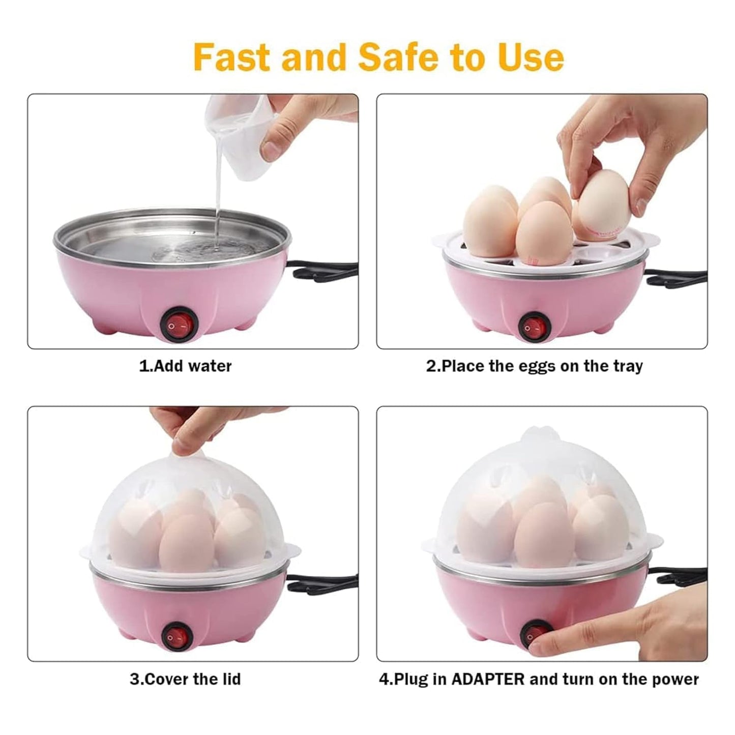 Egg Boiler With Automatic Off & Single Layer Electric Omlet Maker For Boiling, Cooking and Frying the Eggs, Egg Poucher Machine, 7 Egg Cooker, Egg Steamer, Omlelet Bowl With Tray (Single layer)