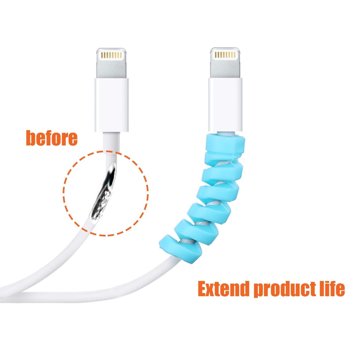 Spiral Charger Cable Protector Data Cable Saver Charging Cord Protective for iPhone Samsung Mackbook Universal Earphone Cable Cover Set of 1 (4 Pieces)