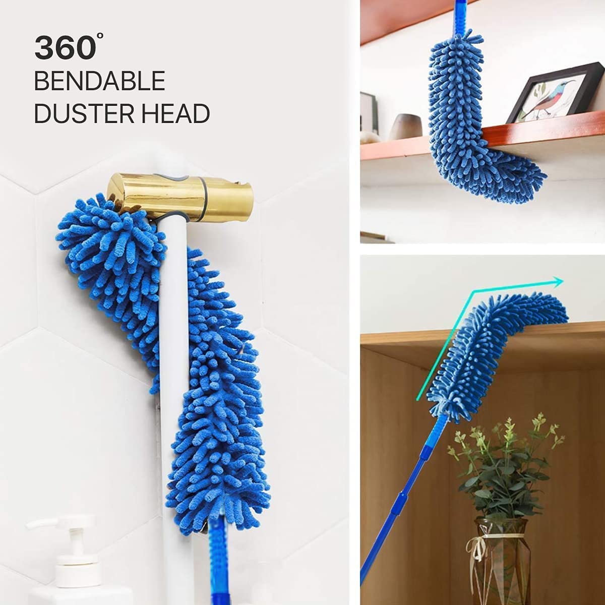 Foldable Microfiber Fan Cleaning Duster Flexible Fan mop for Quick and Easy Cleaning of Home, Kitchen, Car, Ceiling, and Fan Dusting Office Fan Cleaning Brush with Long Rod