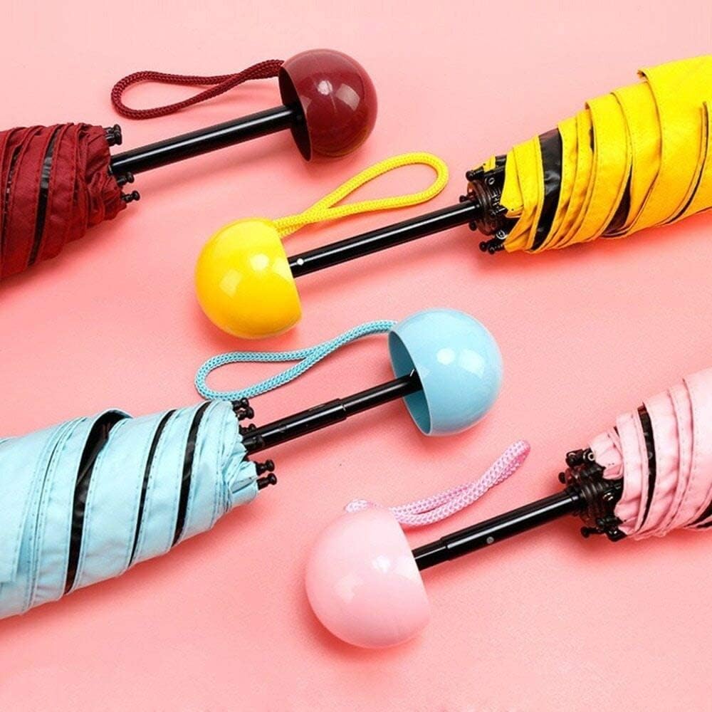 Capsule Mini Travel Umbrella Foldable (UV Proof Windproof)- (Perfect for 1 Person) Umbrella Ultra Lights and Small Mini Umbrella with Cute Capsule Case,5 Folding Compact Pocket Umbrella