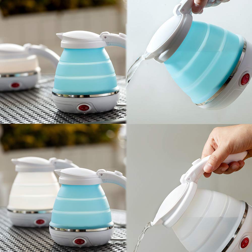 Foldable Electric Kettle |Travel Portable Kettle with Foldable Silicone Electric | 600ml Insulation Heating Boiler Tea Pot for Camping | Use For Egg Boiler | Office Use Travel Folding Electric Kettle - Fast Boiling - Food Grade Silicone