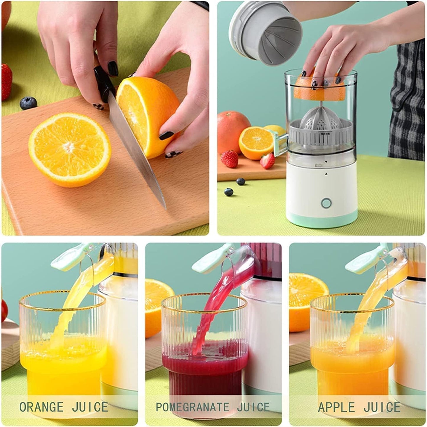 Rechargeable Citrus Juicer, Orange Juicer squeezer, Mosambi Juicer, Wireless Portable Juicer Blender with USB Charging Electric Fruit Juicer Machine for Travel & Kitchen Purpose (Multi)