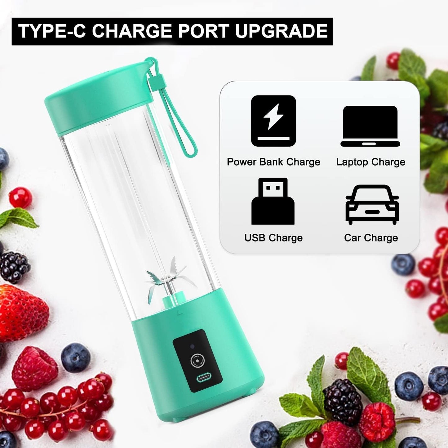 380ml Portable Juice Blender, Juicer Bottle Mixer, Juice Maker, Fruit Juicer Machine Electric, USB Rechargeable Personal Size Mini Juicer Grinder for Juices, Shake and Smoothie