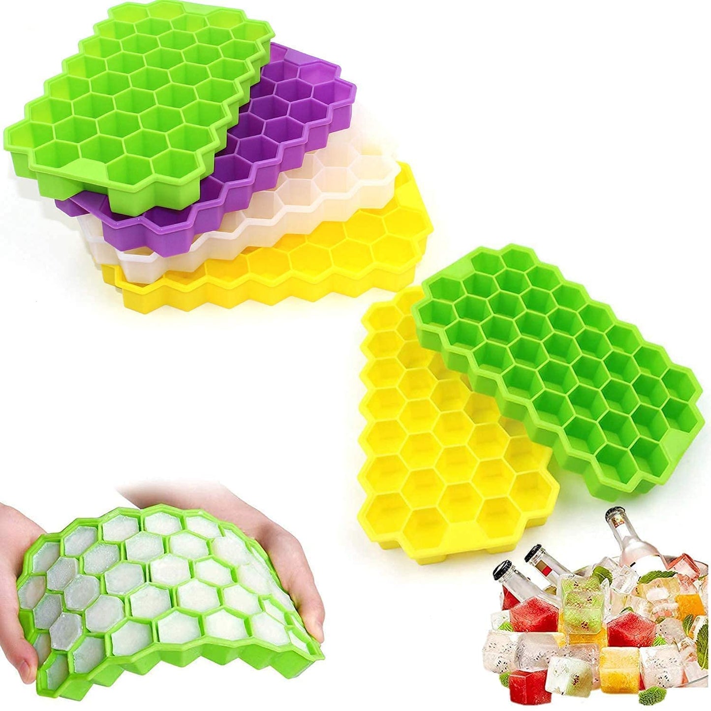 Rubber Flexible Silicone Honeycomb Shape 37 GRID Flexible Silicone Honeycomb Ice Cube Tray