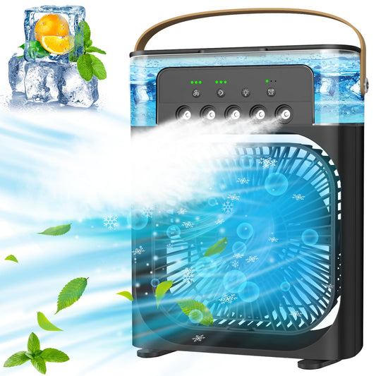 Mobile Air Conditioner Air Conditioner Fan, Mini Air Cooler, Portable Personal Mobile Air Conditioners Circulator, Humidifier, 3 Speed Misting Fan, for Home & Office & Outdoor